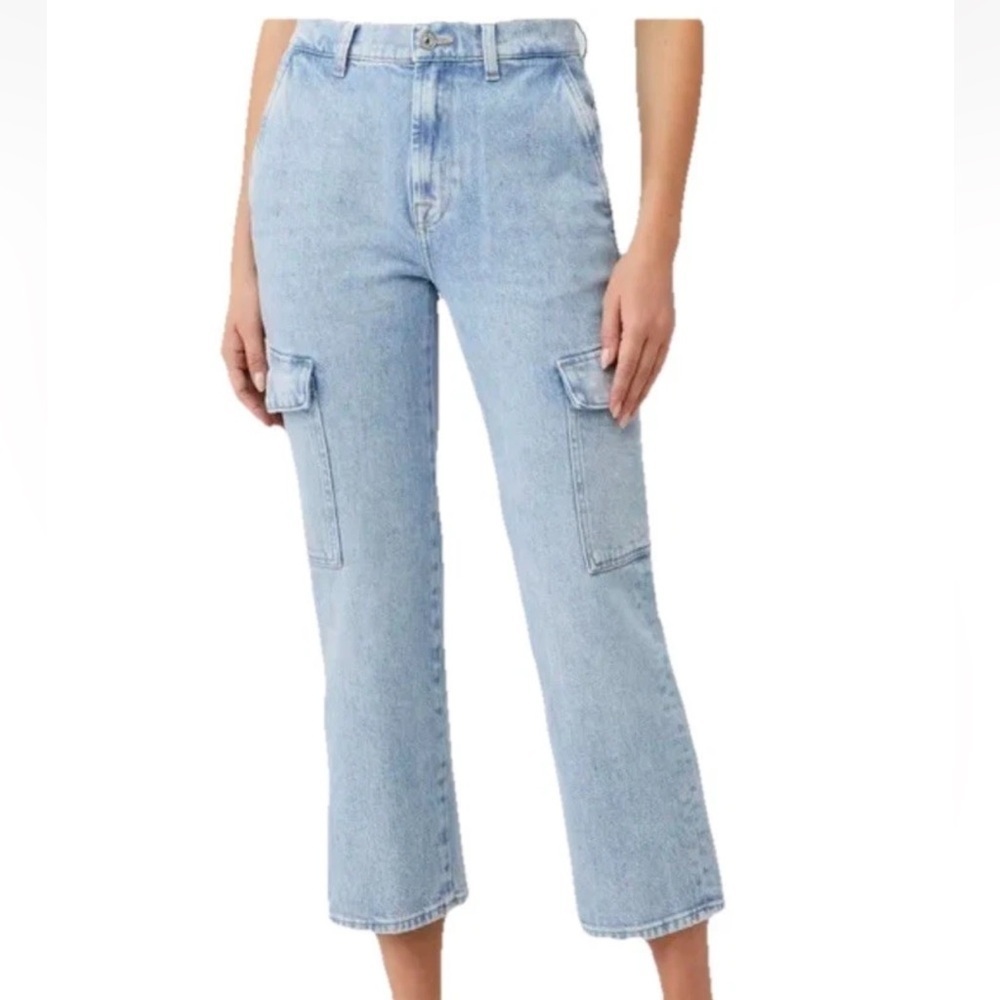 7 Seven For All Mankind Jeans Cargo Logan Ankle Crop Size 28 Light Wash Denim
